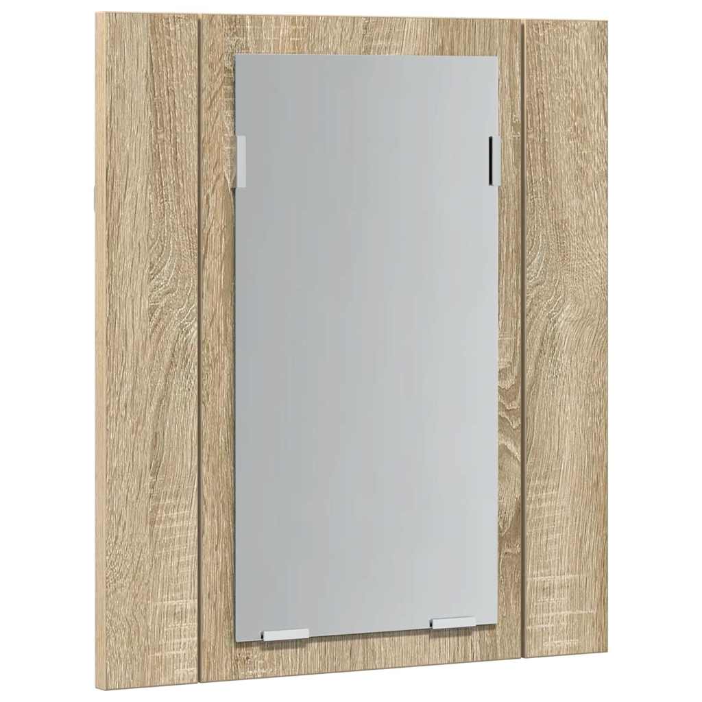 Armadietto a Specchio con Luci LED Rovere Sonoma in Acrilico