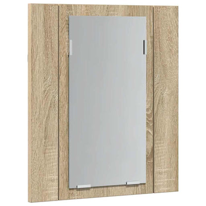 Armadietto a Specchio con Luci LED Rovere Sonoma in Acrilico