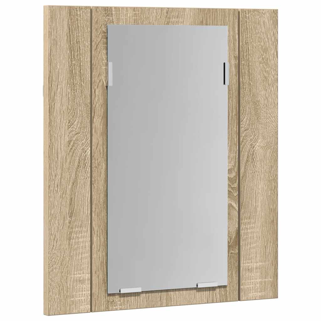 Armadietto a Specchio con Luci LED Rovere Sonoma in Acrilico