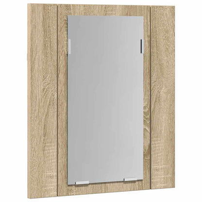 Armadietto a Specchio con Luci LED Rovere Sonoma in Acrilico