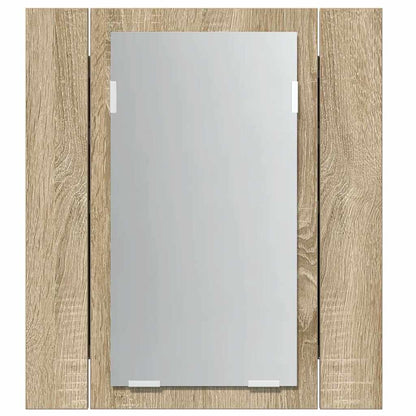 Armadietto a Specchio con Luci LED Rovere Sonoma in Acrilico