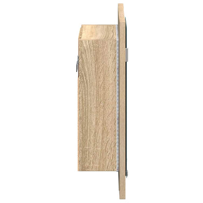 Armadietto a Specchio con Luci LED Rovere Sonoma in Acrilico