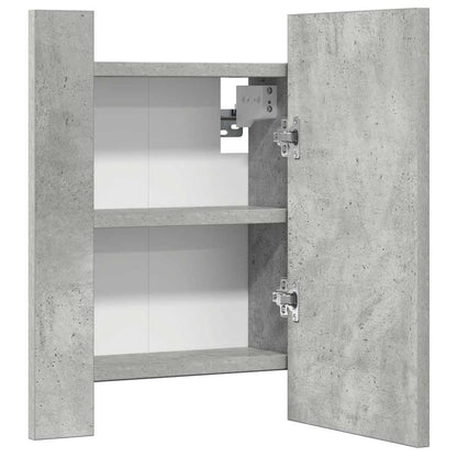 Armadietto a Specchio con Luci LED Grigio Cemento in Acrilico