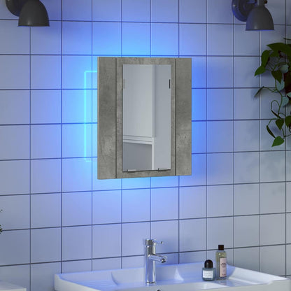 Armadietto a Specchio con Luci LED Grigio Cemento in Acrilico