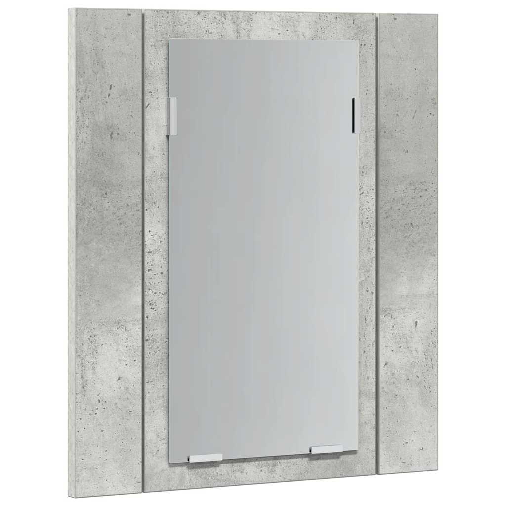 Armadietto a Specchio con Luci LED Grigio Cemento in Acrilico
