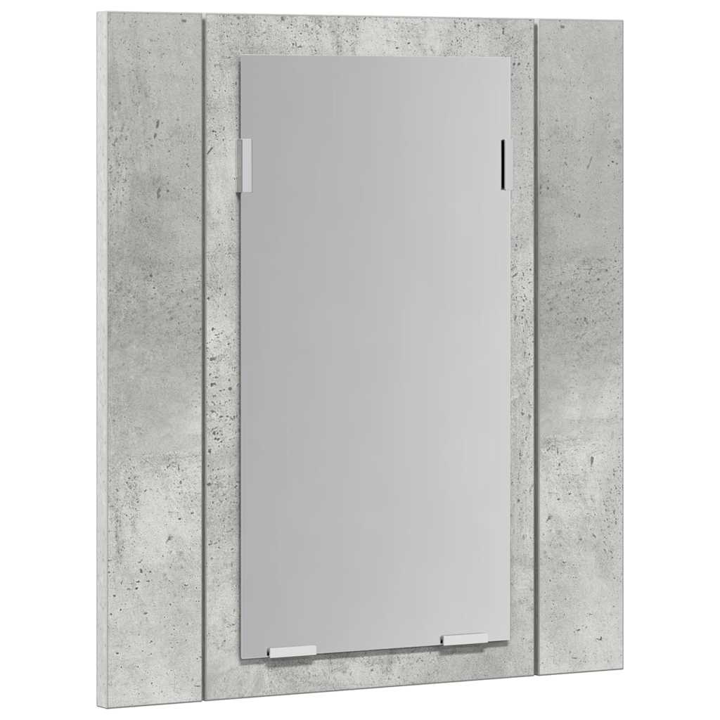 Armadietto a Specchio con Luci LED Grigio Cemento in Acrilico