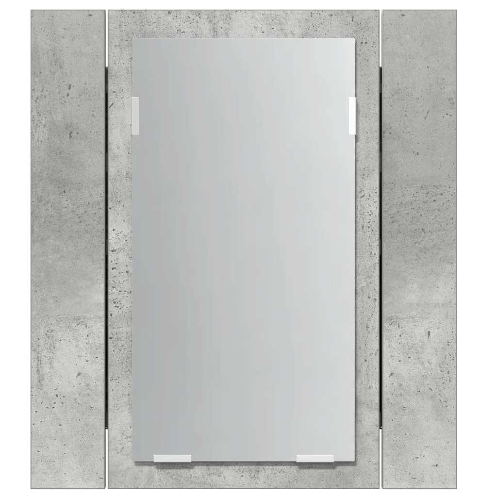 Armadietto a Specchio con Luci LED Grigio Cemento in Acrilico