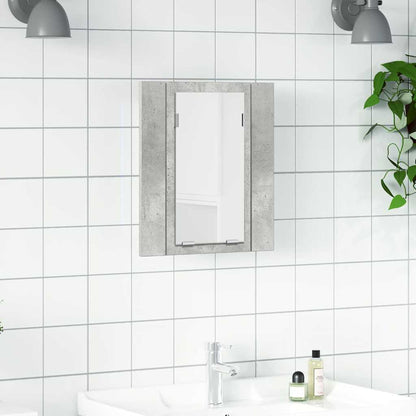 Armadietto a Specchio con Luci LED Grigio Cemento in Acrilico