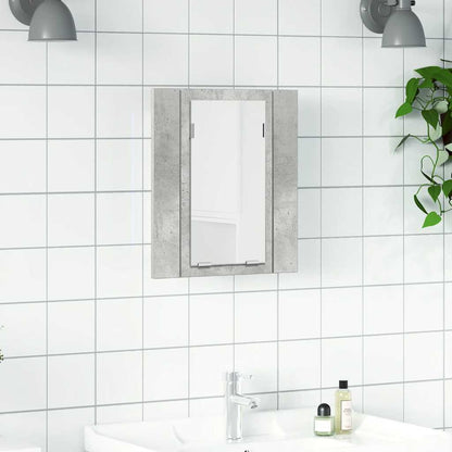 Armadietto a Specchio con Luci LED Grigio Cemento in Acrilico