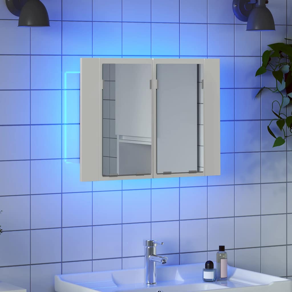 Armadietto a Specchio con Luci LED Bianco 60x12x45 in Acrilico