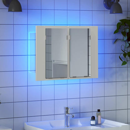 Armadietto a Specchio con Luci LED Bianco 60x12x45 in Acrilico