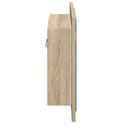 Armadietto a Specchio con Luci LED Rovere Sonoma in Acrilico