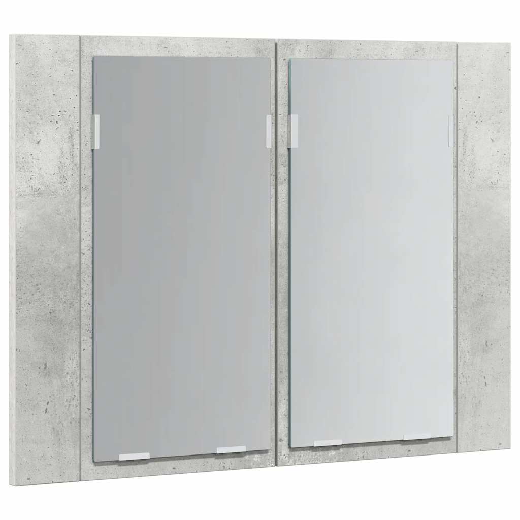 Armadietto a Specchio con Luci LED Grigio Cemento in Acrilico