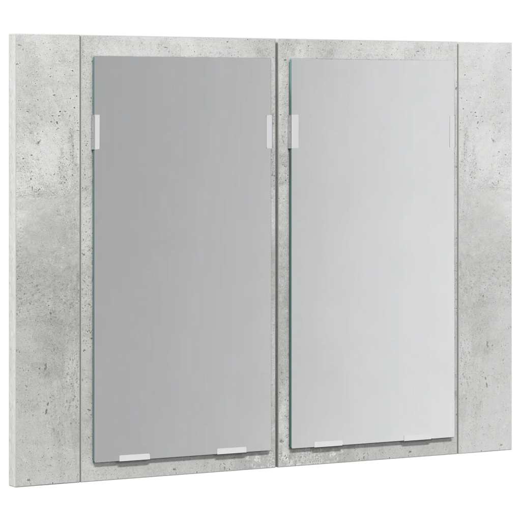 Armadietto a Specchio con Luci LED Grigio Cemento in Acrilico