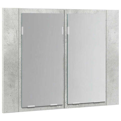 Armadietto a Specchio con Luci LED Grigio Cemento in Acrilico