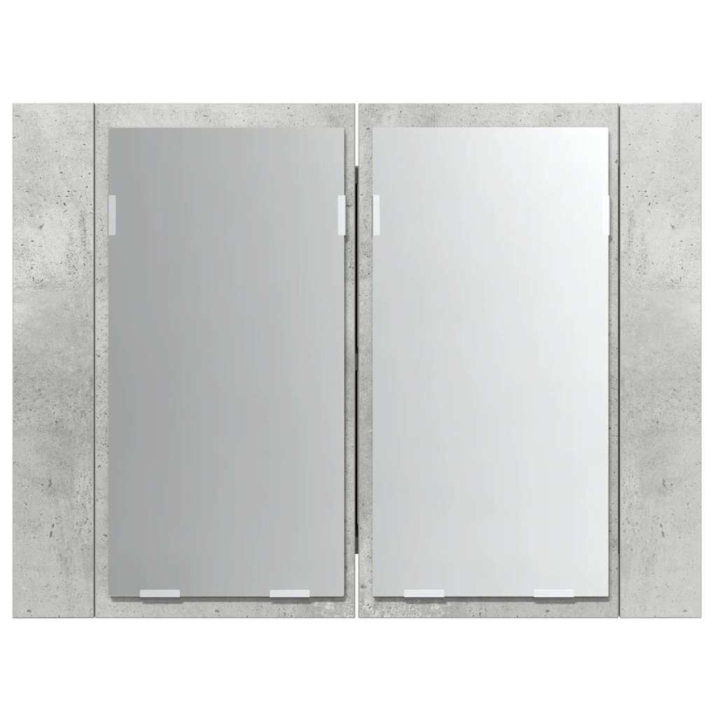Armadietto a Specchio con Luci LED Grigio Cemento in Acrilico