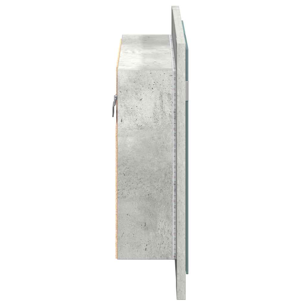Armadietto a Specchio con Luci LED Grigio Cemento in Acrilico