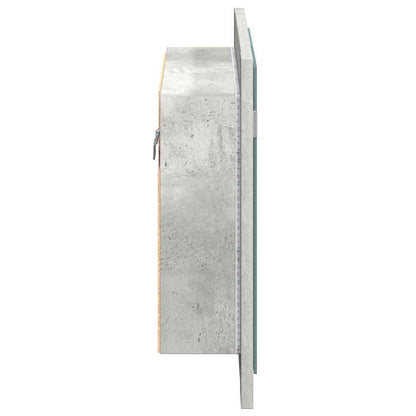 Armadietto a Specchio con Luci LED Grigio Cemento in Acrilico