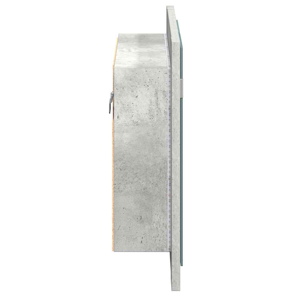 Armadietto a Specchio con Luci LED Grigio Cemento in Acrilico