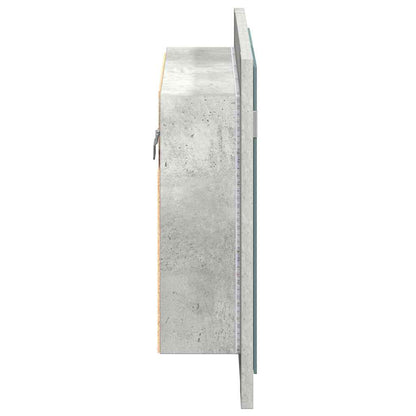 Armadietto a Specchio con Luci LED Grigio Cemento in Acrilico