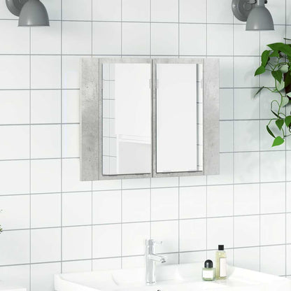 Armadietto a Specchio con Luci LED Grigio Cemento in Acrilico