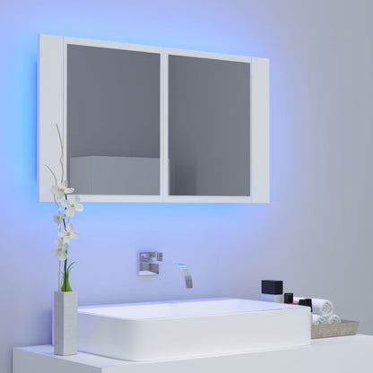 Armadietto a Specchio con Luci LED Bianco 80x12x45 in Acrilico - homemem39