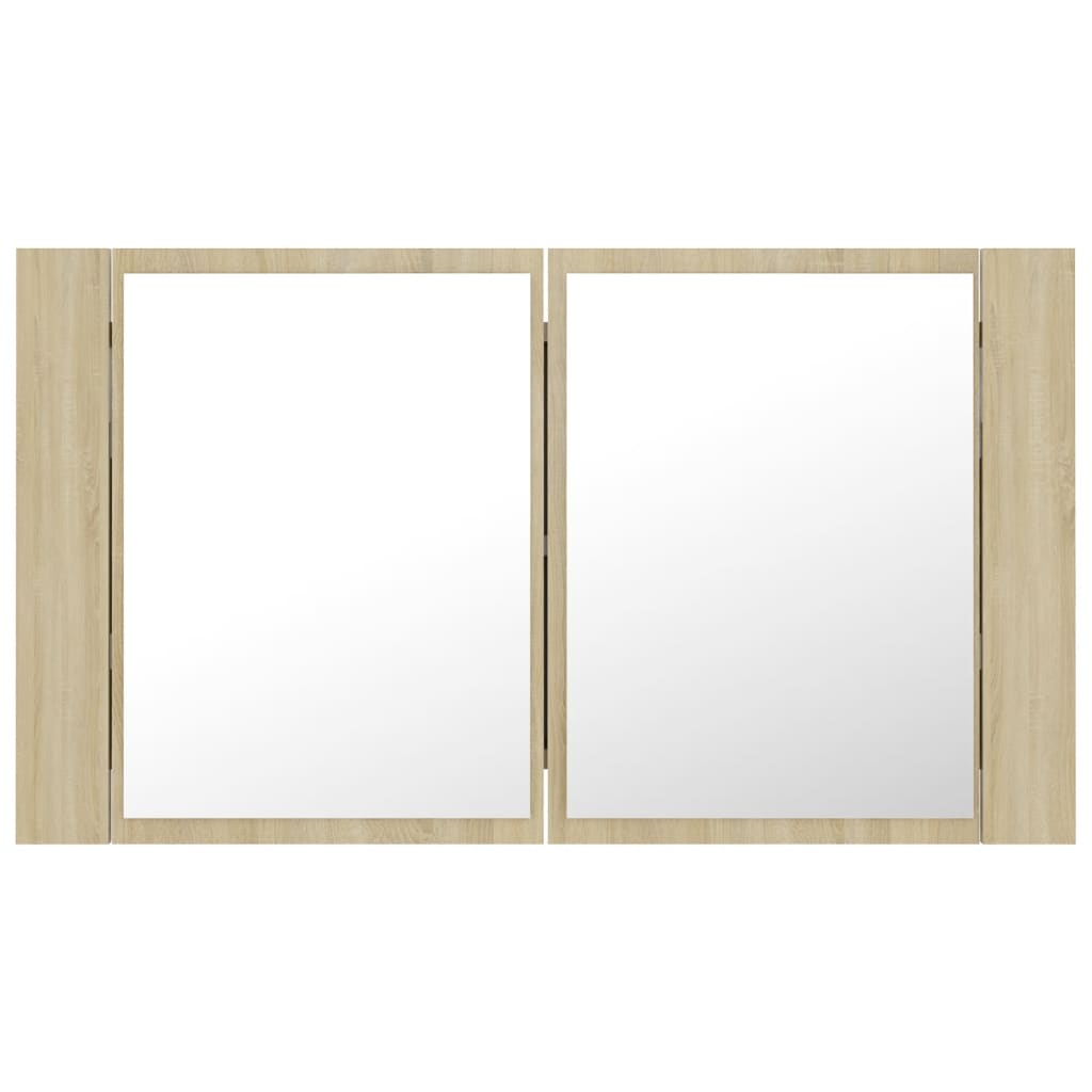 Armadietto a Specchio con Luci LED Rovere Sonoma in Acrilico | homemem39