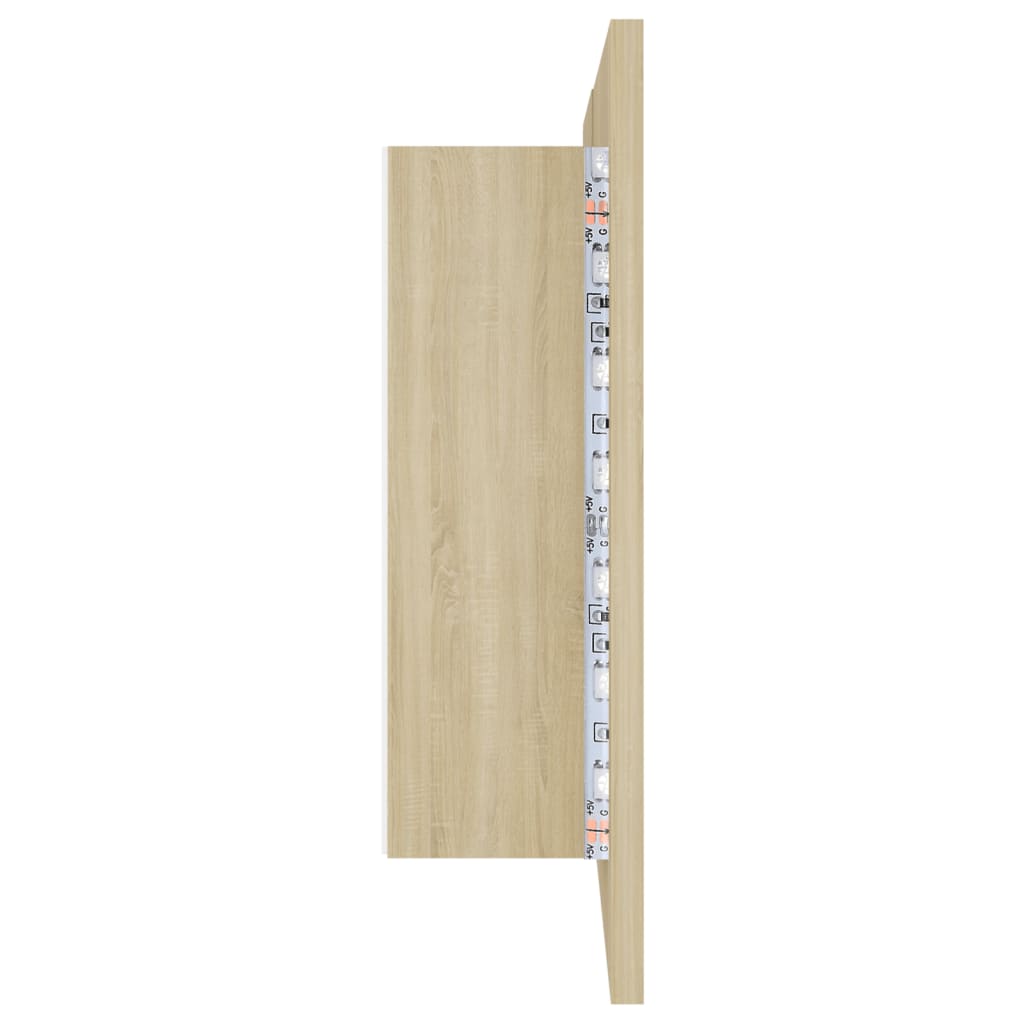 Armadietto a Specchio con Luci LED Rovere Sonoma in Acrilico | homemem39