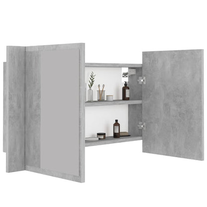 Armadietto a Specchio con Luci LED Grigio Cemento in Acrilico