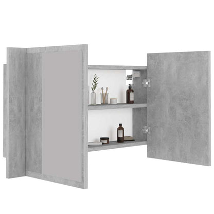 Armadietto a Specchio con Luci LED Grigio Cemento in Acrilico