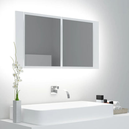 Armadietto a Specchio con Luci LED Bianco 90x12x45 in Acrilico - homemem39