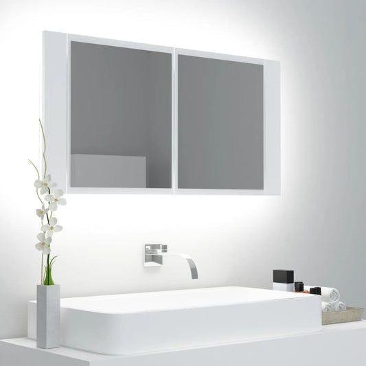 Armadietto a Specchio con Luci LED Bianco 90x12x45 in Acrilico - homemem39
