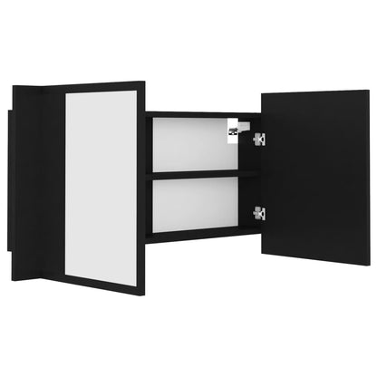 Armadietto a Specchio con Luci LED Nero 90x12x45 cm in Acrilico