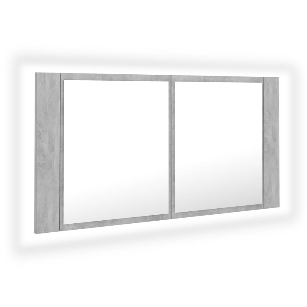Armadietto a Specchio con Luci LED Grigio Cemento in Acrilico | homemem39
