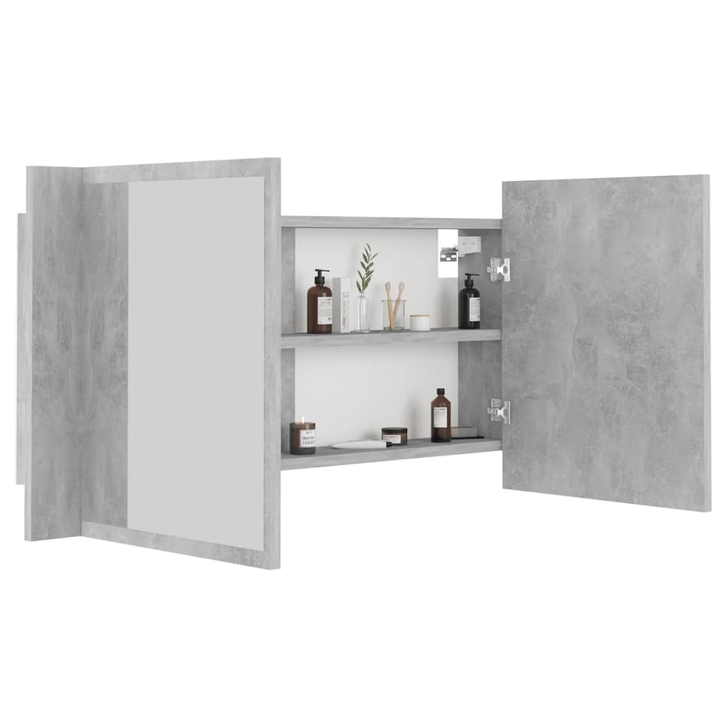 Armadietto a Specchio con Luci LED Grigio Cemento in Acrilico | homemem39