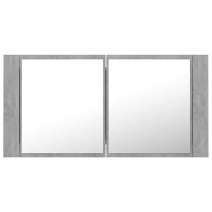 Armadietto a Specchio con Luci LED Grigio Cemento in Acrilico | homemem39