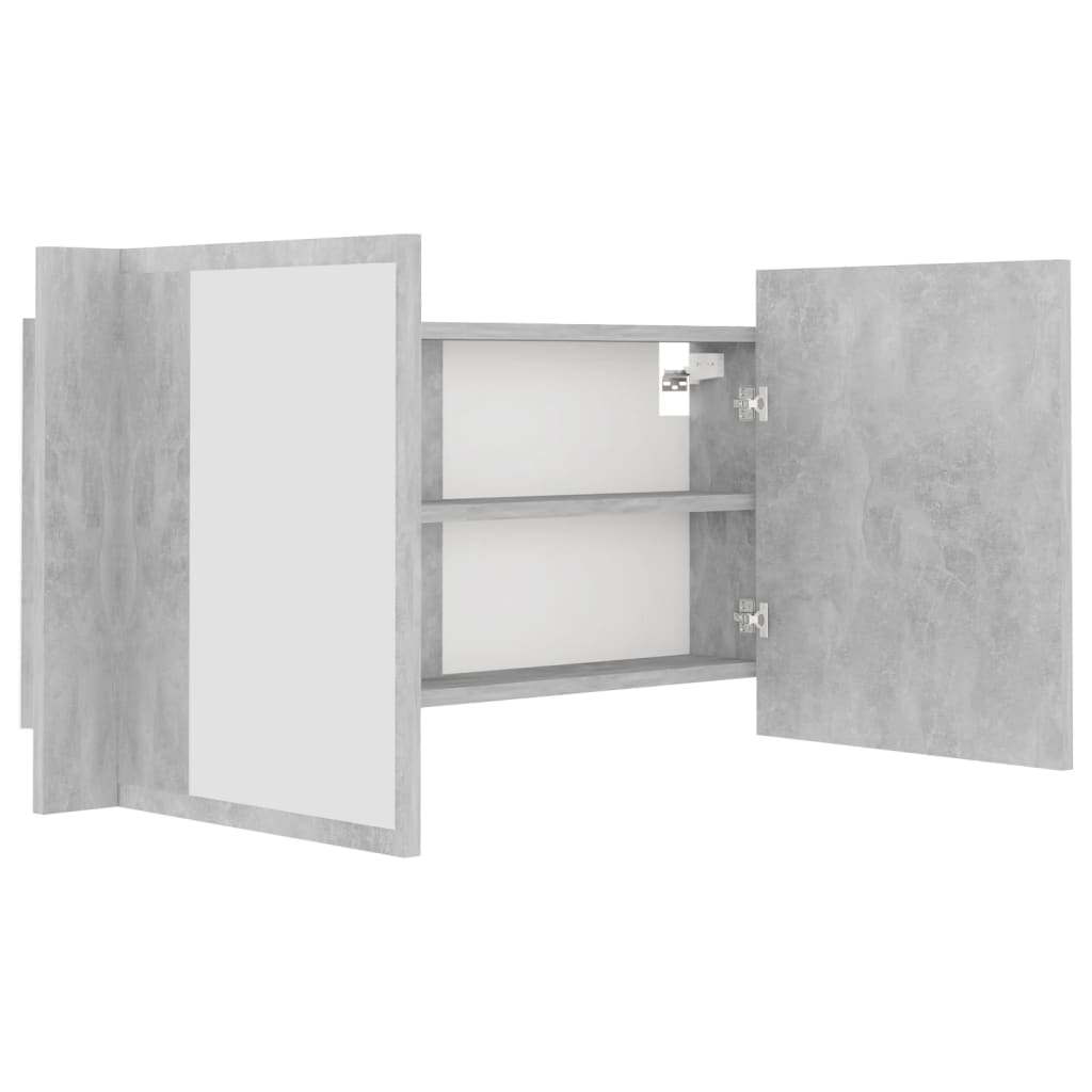Armadietto a Specchio con Luci LED Grigio Cemento in Acrilico | homemem39