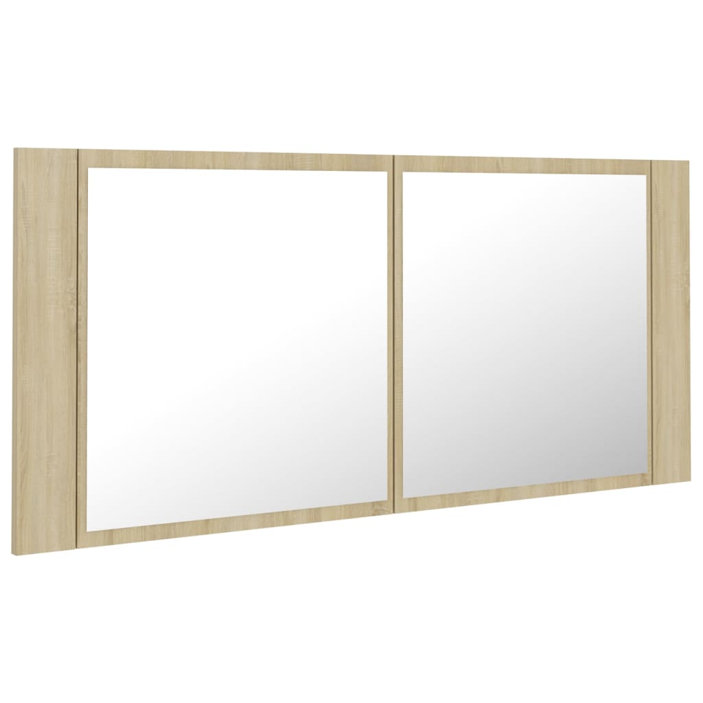 Armadietto a Specchio con Luci LED Rovere Sonoma in Acrilico | homemem39