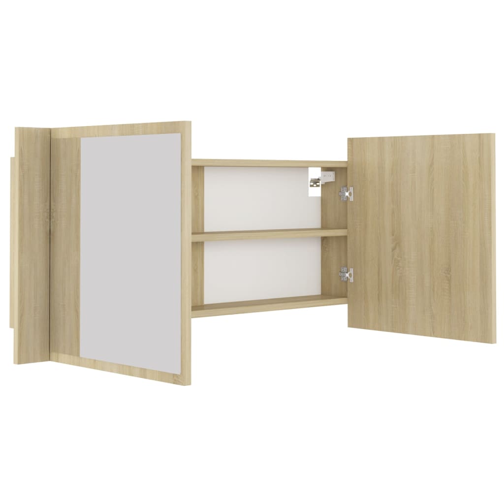 Armadietto a Specchio con Luci LED Rovere Sonoma in Acrilico | homemem39