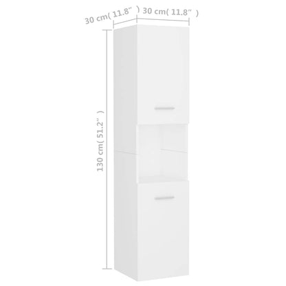 Mobile da Bagno Bianco 30x30x130 cm in Legno Multistrato