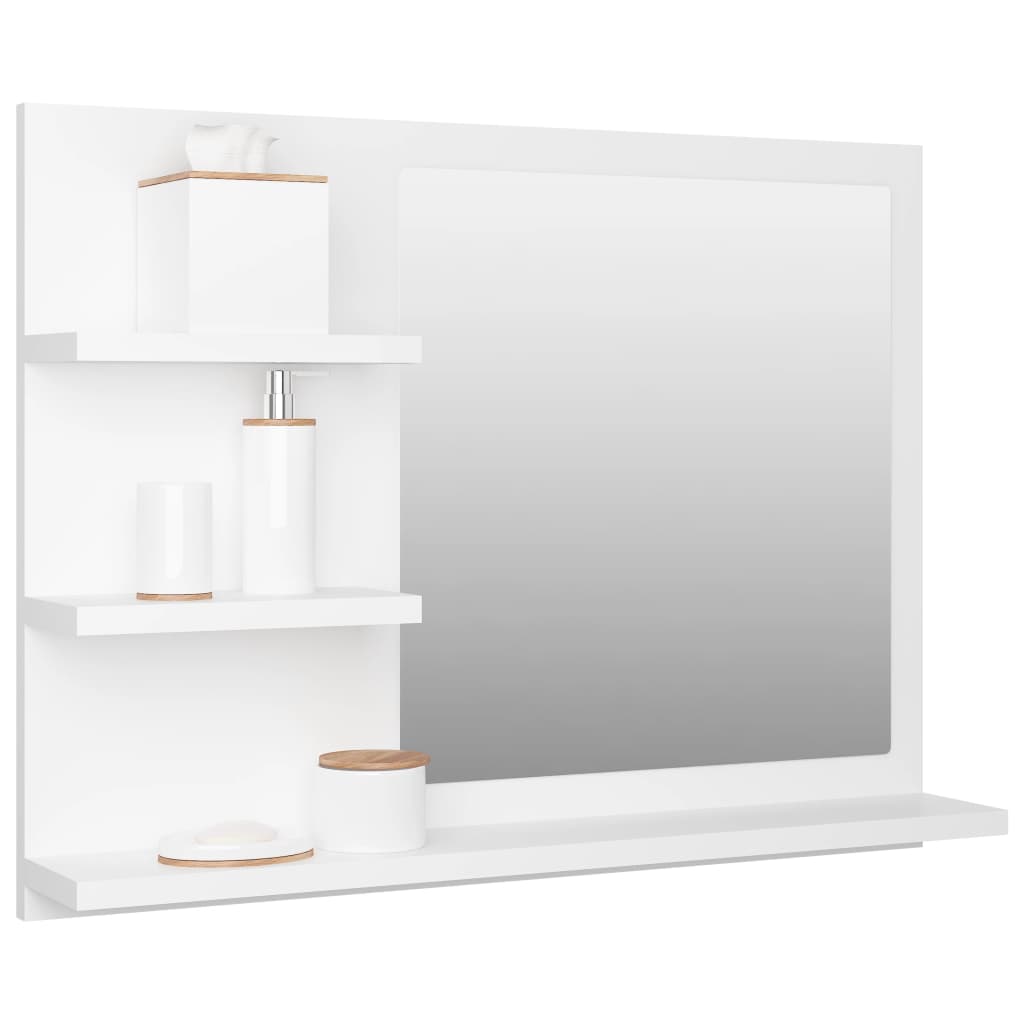 Specchio da Bagno Bianco 60x10,5x45 cm in Legno Multistrato - homemem39