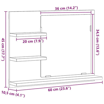 Specchio da Bagno Rovere Sonoma 60x10,5x45 cm Legno Multistrato | homemem39