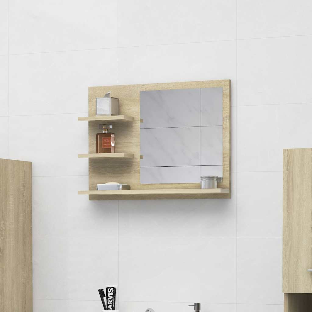 Specchio da Bagno Rovere Sonoma 60x10,5x45 cm Legno Multistrato | homemem39