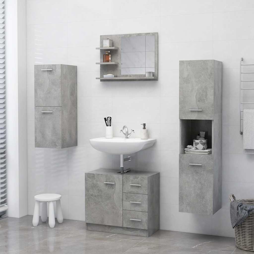 Specchio da Bagno Grigio Cemento 60x10,5x45 cm in Truciolato | homemem39