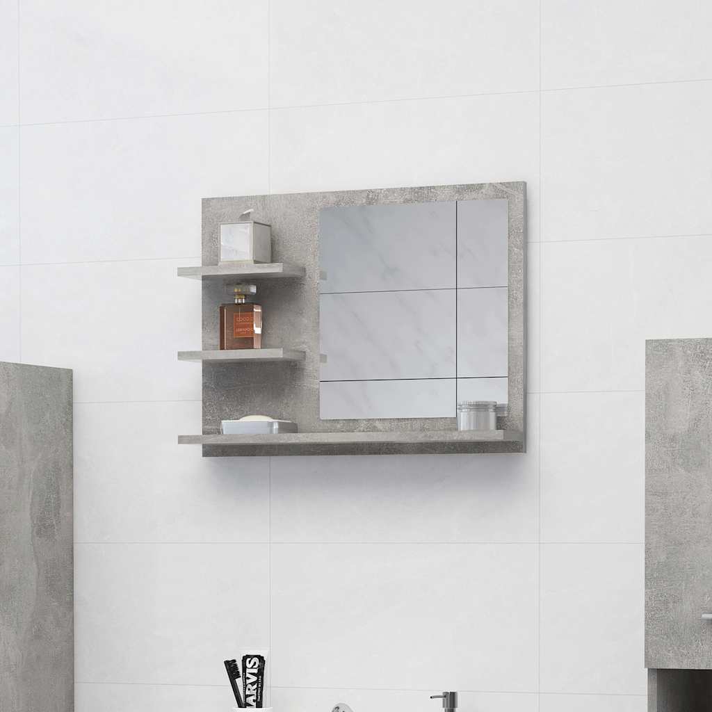 Specchio da Bagno Grigio Cemento 60x10,5x45 cm in Truciolato | homemem39