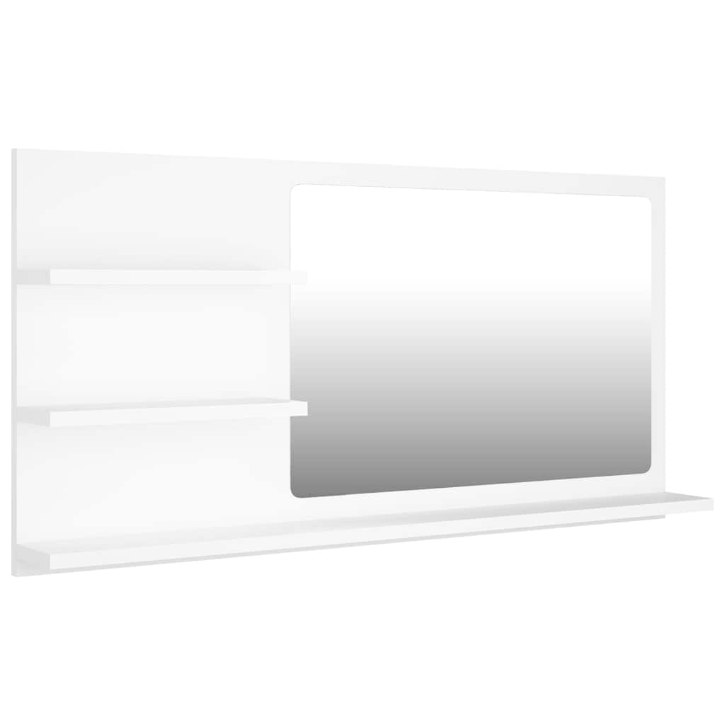 Specchio da Bagno Bianco 90x10,5x45 cm in Legno Multistrato