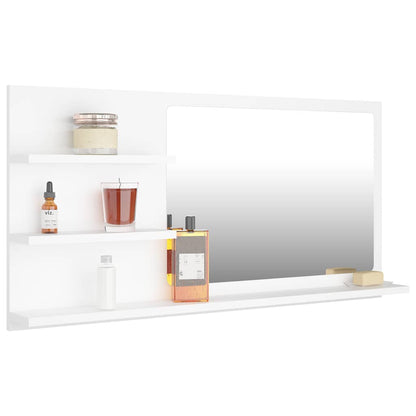 Specchio da Bagno Bianco 90x10,5x45 cm in Legno Multistrato
