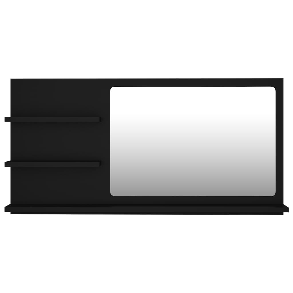 Specchio da Bagno Nero 90x10,5x45 cm in Legno Multistrato | homemem39