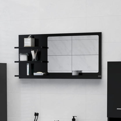 Specchio da Bagno Nero 90x10,5x45 cm in Legno Multistrato | homemem39