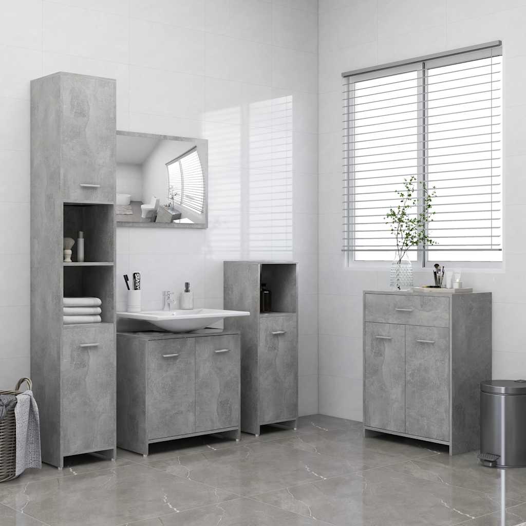 Mobile da Bagno Grigio Cemento 60x33x80 cm in Legno tecnico